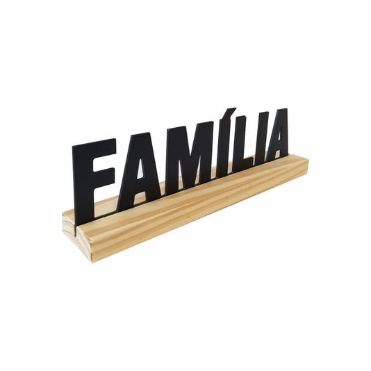 Palavra Decorativa Família com Suporte de Madeira