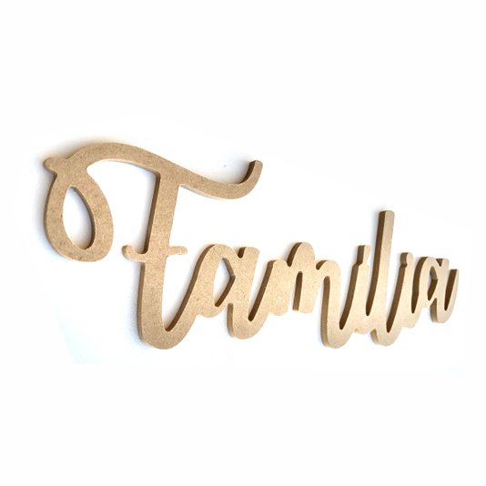 Palavra Decorativa Família Lettering Para Parede 35cm em Mdf Cru 6mm