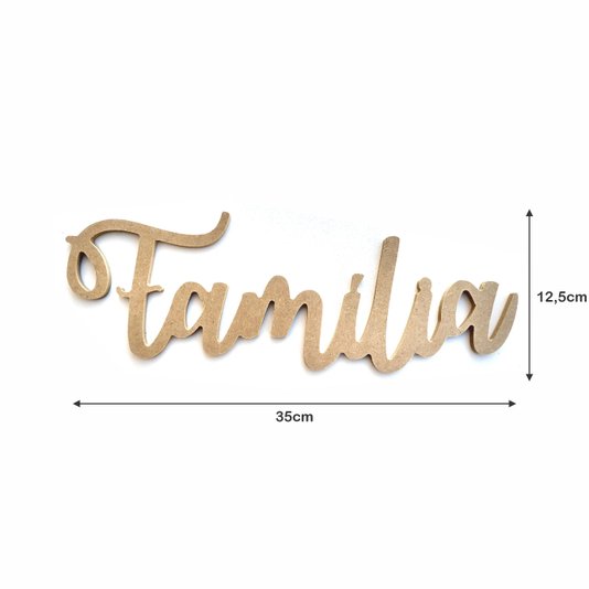 Palavra Decorativa Família Lettering Para Parede 35cm em Mdf Cru 6mm