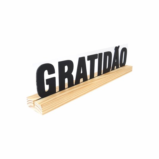 Palavra Decorativa Gratidão com Suporte de Madeira