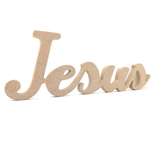 Palavra Decorativa Jesus 44cm em Mdf Cru 15mm - cnc28