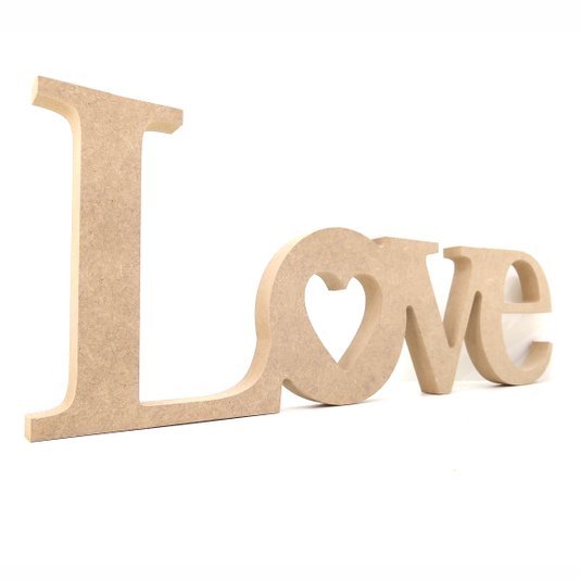 Palavra Decorativa Love 38cm em Mdf Cru 15mm - cnc30
