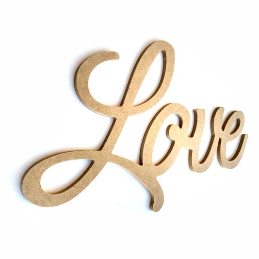 Palavra Decorativa Love Lettering Para Parede 35cm em Mdf Cru 6mm