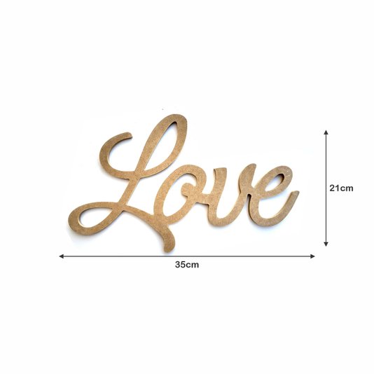 Palavra Decorativa Love Lettering Para Parede 35cm em Mdf Cru 6mm