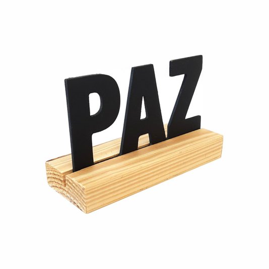 Palavra Decorativa Paz com Suporte de Madeira