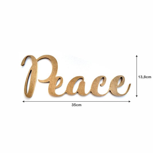 Palavra Decorativa Peace Lettering Para Parede 35cm em Mdf Cru 6mm