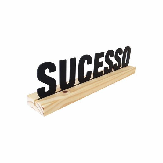 Palavra Decorativa Sucesso com Suporte de Madeira