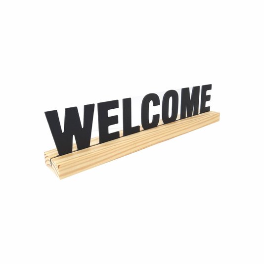 Palavra Decorativa Welcome com Suporte de Madeira