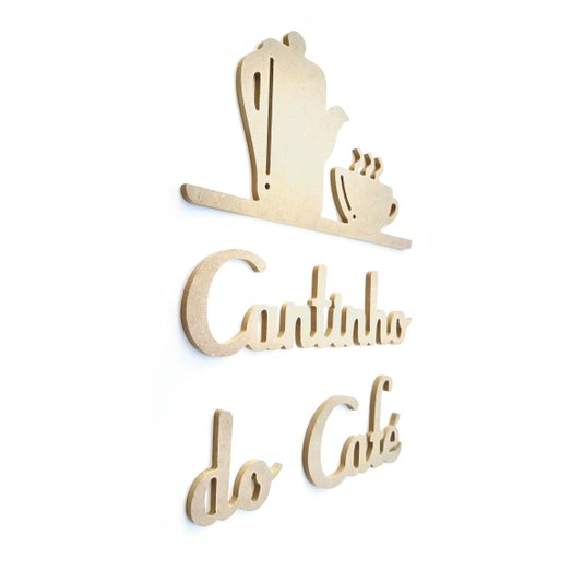 Palavras Decorativas Aplique Cantinho do Café Lettering Para Parede em Mdf Cru 6mm