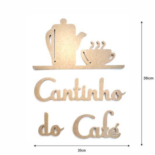 Palavras Decorativas Aplique Cantinho do Café Lettering Para Parede em Mdf Cru 6mm