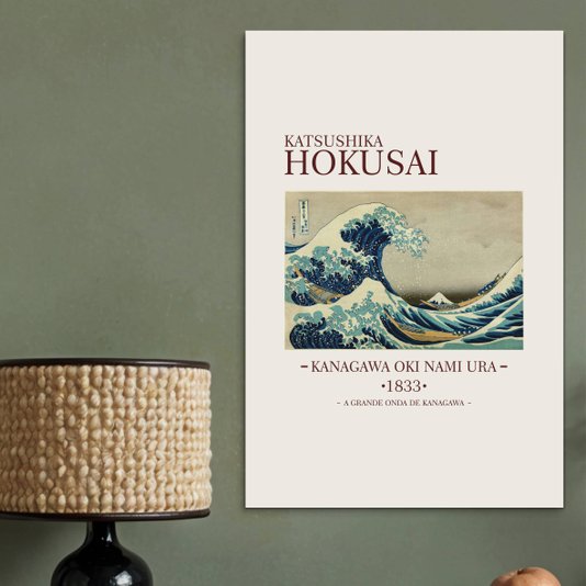 Placa Decorativa A Grande Onda de Kanagawa de Katsushika Hokusai