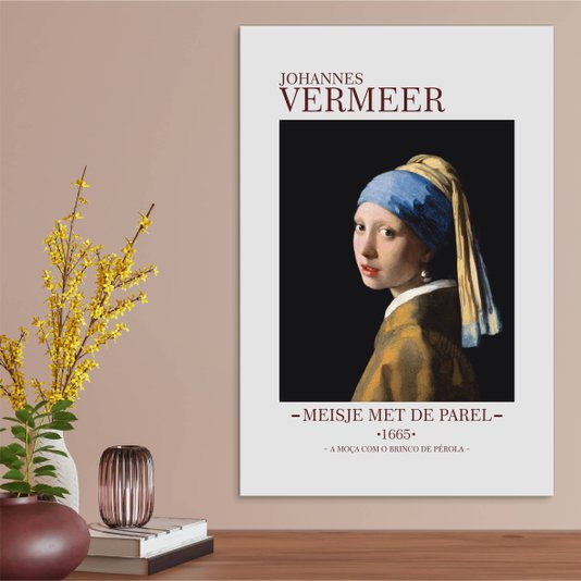 Placa Decorativa A Moça com Brinco de Pérola de Johannes Vermeer