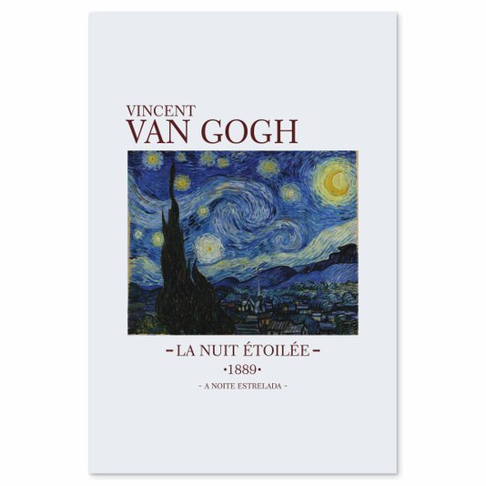 Placa Decorativa A Noite Estrelada de Van Gogh