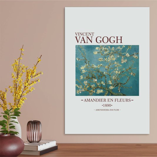 Placa Decorativa Amendoeira em Flor de Van Gogh