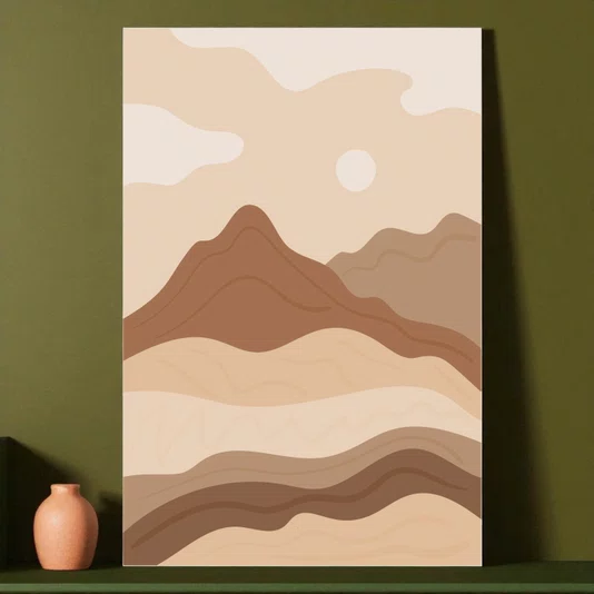 Placa Decorativa Arte Abstrata Boho Paisagem Montanhas Placa Decorativa Arte Abstrata Boho Paisagem Montanhas