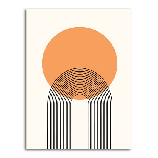 Placa Decorativa Bauhaus Círculo Laranja Com Curvas