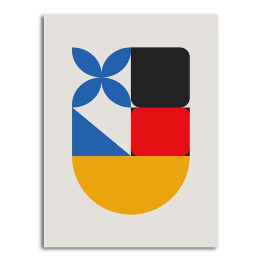 Placa Decorativa Bauhaus Formas Geométricas Coloridas