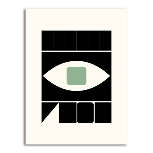 Placa Decorativa Bauhaus Formas Geométricas Com Olho Verde