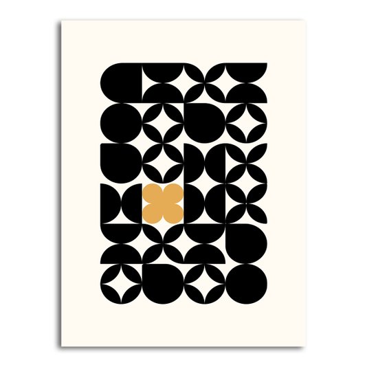 Placa Decorativa Bauhaus Formas Geométricas Pretas