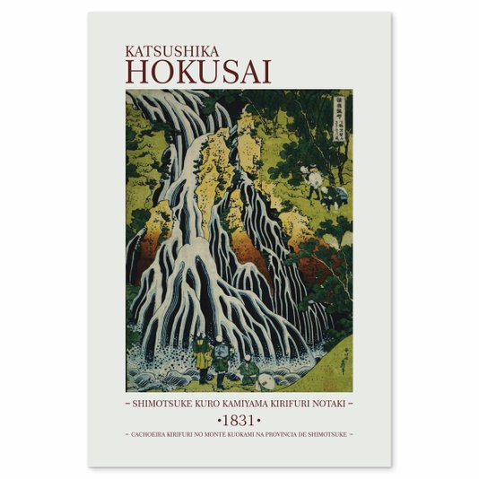 Placa Decorativa Cachoeira Kirifuri no Monte Kuokami de Katsushika Hokusai