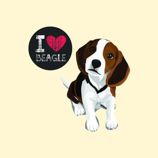 Placa Decorativa Cachorro Frase: "I Love Beagle" Bege