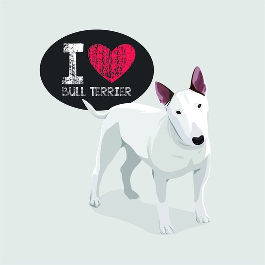 Placa Decorativa Cachorro Frase: "I Love Bull Terrier" Cinza