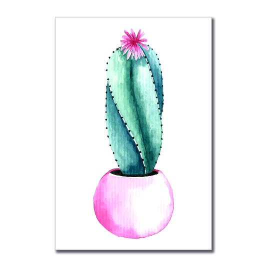 Placa Decorativa Cactus em Vaso