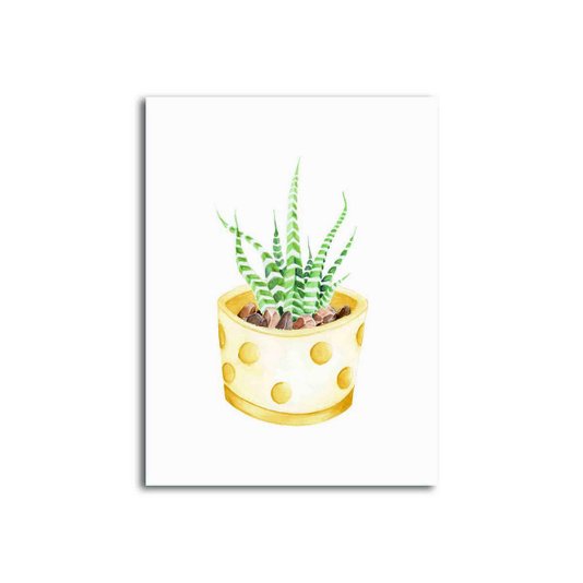 Placa Decorativa Cactus em Vaso Amarelo com Detalhes