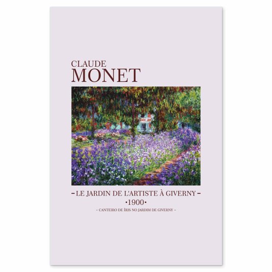 Placa Decorativa Canteiro de Íris no Jardim em Giverny de Claude Monet