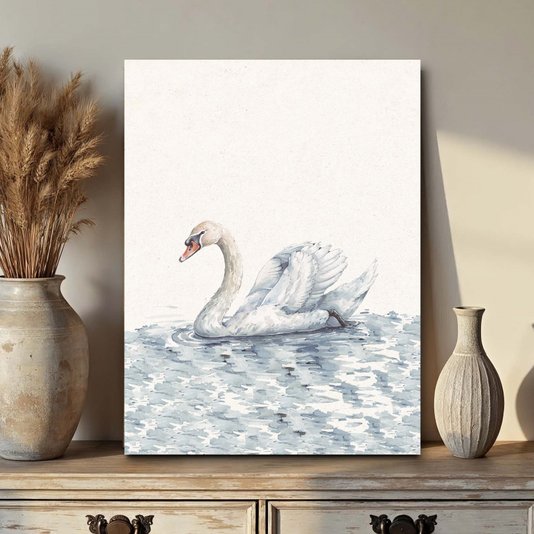 Placa Decorativa Cisne No Lago Vintage Farmhouse