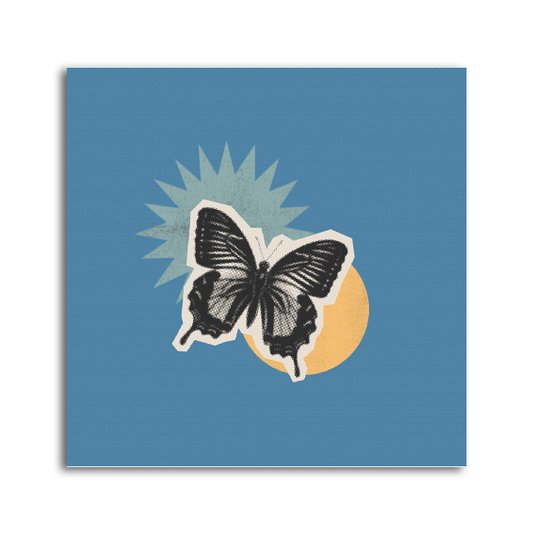 Placa Decorativa Colagem Abstrata Borboleta