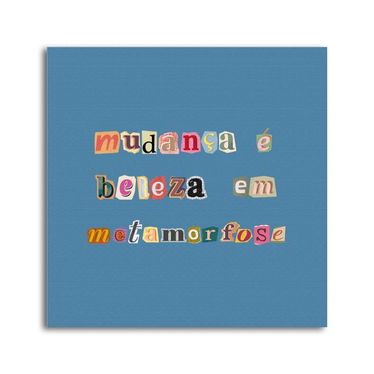 Placa Decorativa Colagem Abstrata Frase