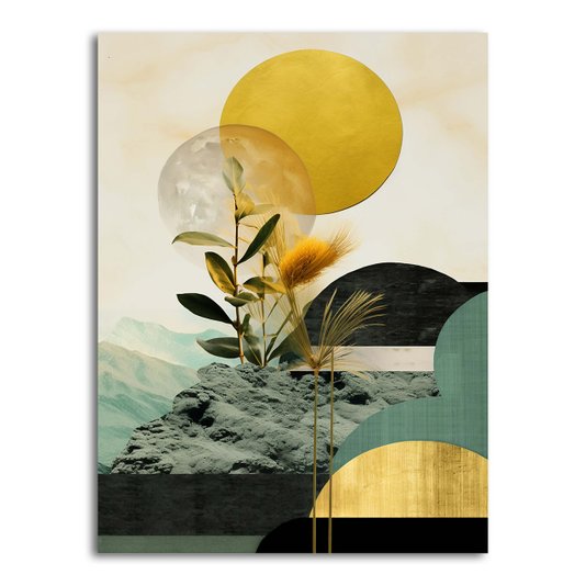 Placa Decorativa Colagem Abstrata Paisagem