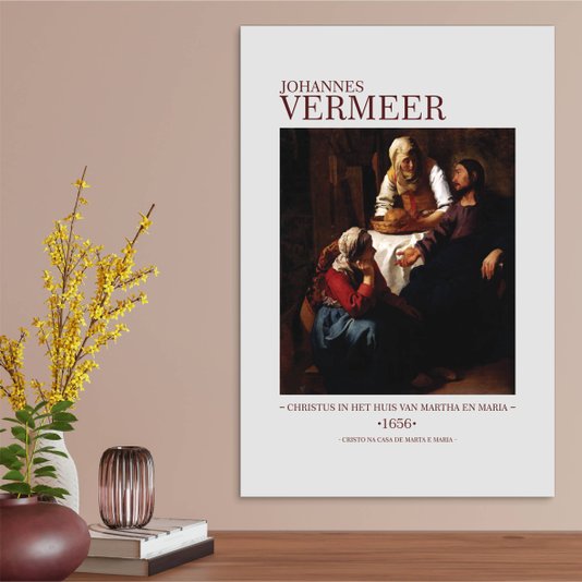 Placa Decorativa Cristo na Casa de Marta e Maria de Johannes Vermeer
