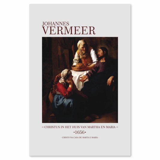 Placa Decorativa Cristo na Casa de Marta e Maria de Johannes Vermeer