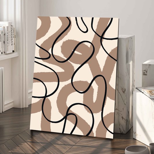 Placa Decorativa Curvas Abstratas Estilo Japandi