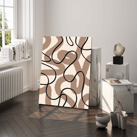 Placa Decorativa Curvas Abstratas Estilo Japandi