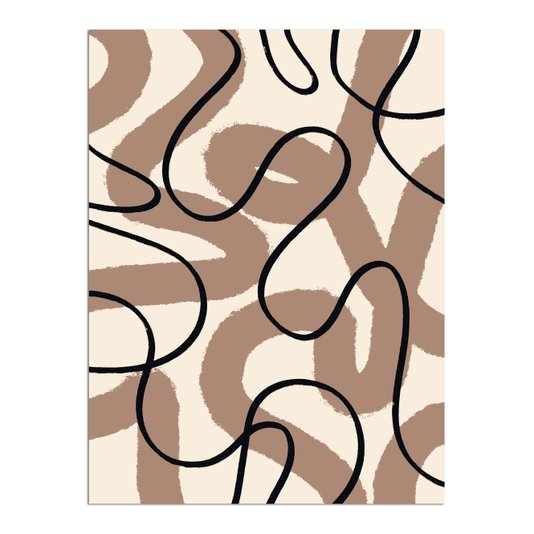 Placa Decorativa Curvas Abstratas Estilo Japandi