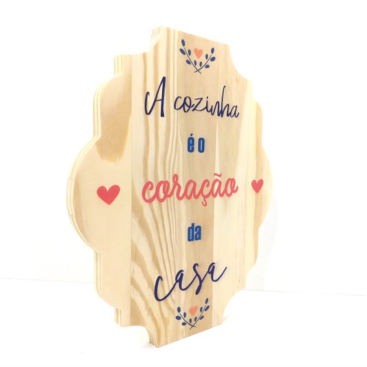 Placa Decorativa de Cozinha em Pinus A Cozinha é o Coração da Casa