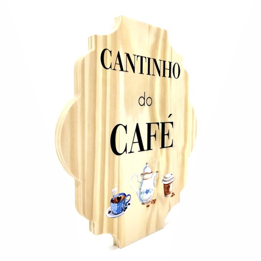 Placa Decorativa de Cozinha em Pinus Cantinho do Café