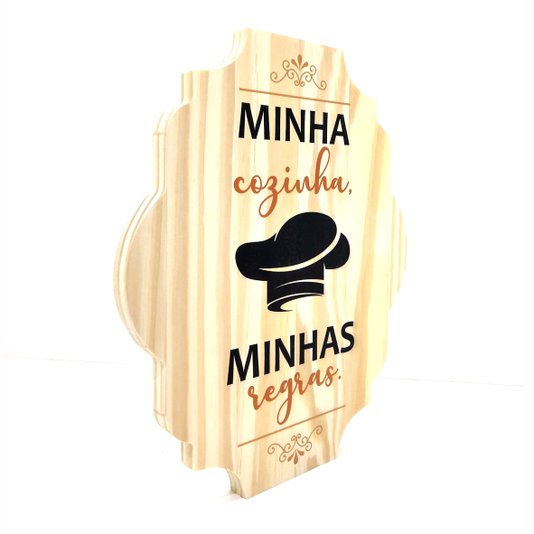 Placa Decorativa de Cozinha em Pinus Minha Cozinha Minhas Regras
