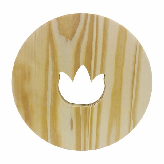 Tábua de Pinus Decorativa Descanso De Panela Flor de Lotus
