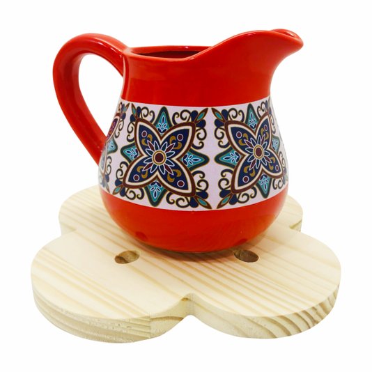 Tábua de Pinus Decorativa Descanso De Panela Mandala Flor
