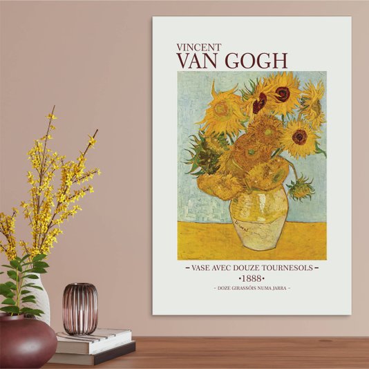 Placa Decorativa Doze Girassóis Numa Jarra de Van Gogh