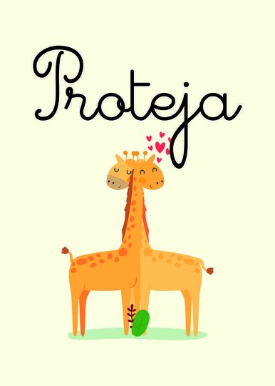 Placa Decorativa Duas Girafas Enroscadas Frase: "Proteja"
