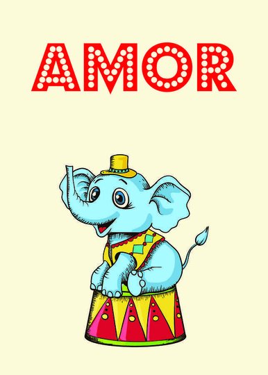 Placa Decorativa Elefante De Circo Com Chapéu Frase: "Amor"