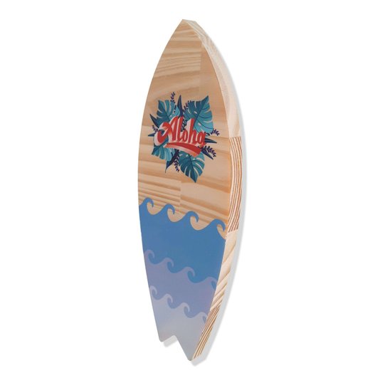 Placa Decorativa em Madeira de Pinus Prancha de Surf Aloha