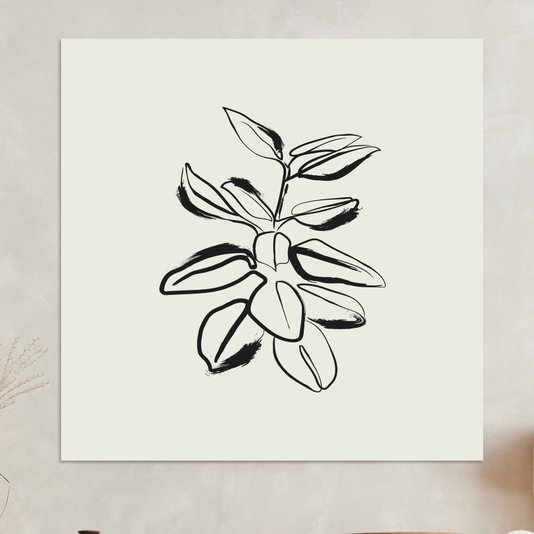 Placa Decorativa Esboço Planta Estilo Japandi