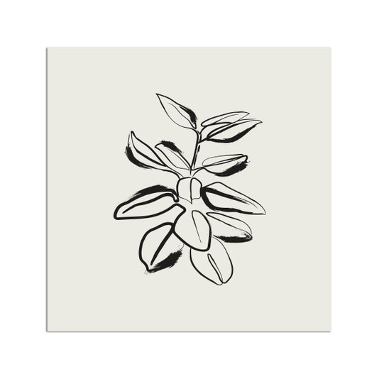 Placa Decorativa Esboço Planta Estilo Japandi