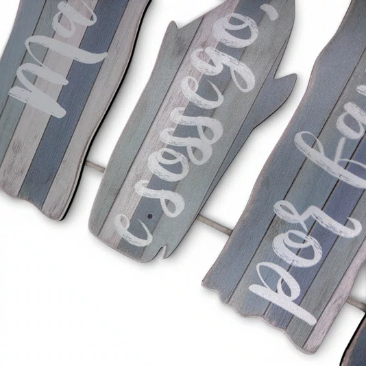 Placa Decorativa Estilo Náutico Frase Mar e Sossego Por Favor Em MDF 3mm Para Pendurar